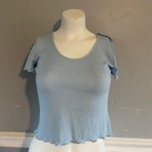 Light blue ribbed crop top
